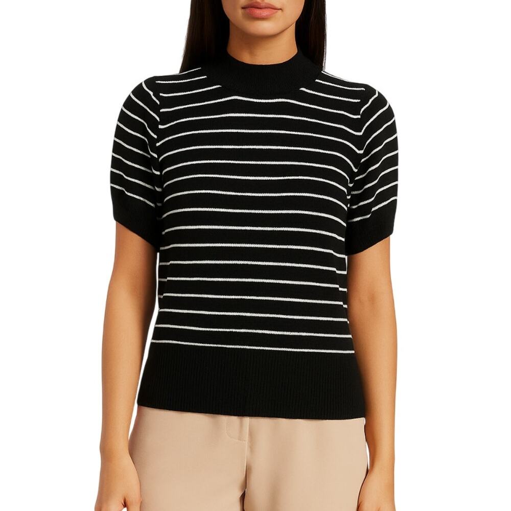 French Connection Black and White Striped Sweater